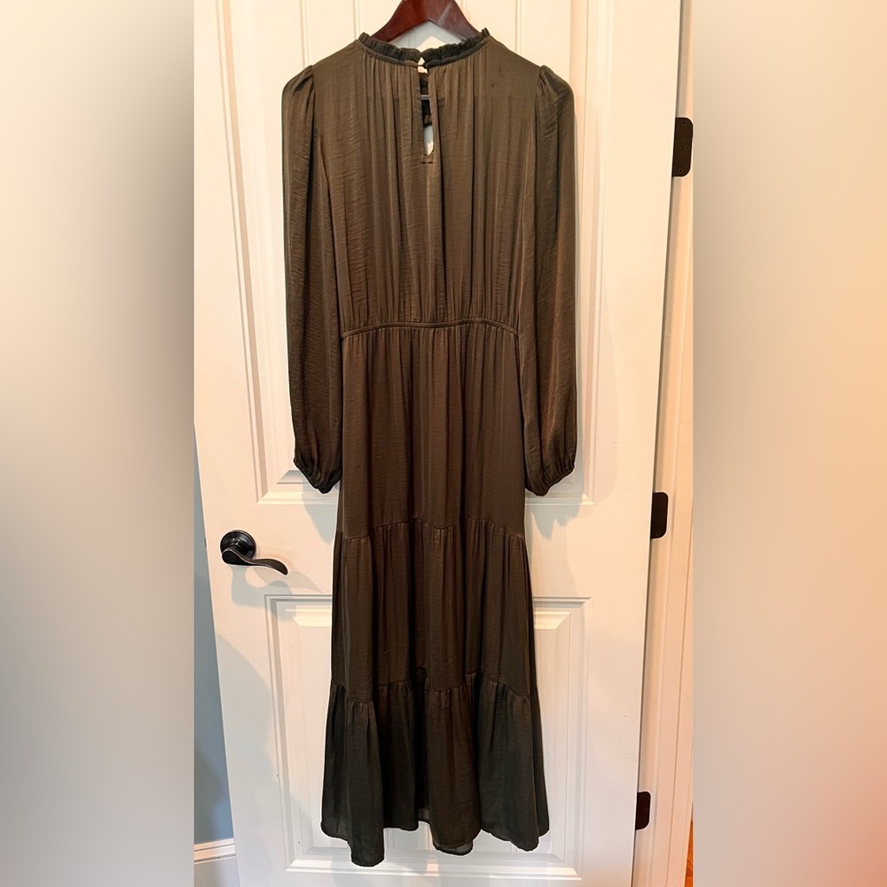 Skies Are Blue Long Sleeve Olive Dress Medium BOHO Country Festival Concert Gorg